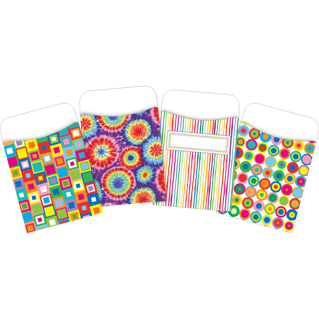 BARKER CREEK PUBLISHING, INC. 4061 Barker Creek Peel & Stick Library Pockets, 3-1/2in x 5-1/8in, Groovy, Set Of 120 Pockets