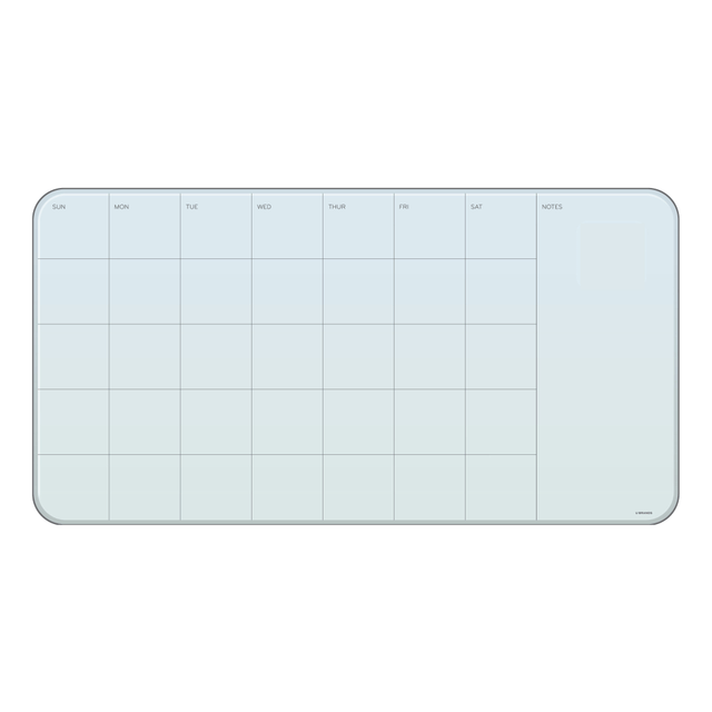 UBRANDS, LLC 2341U00-01 U Brands Frameless Magnetic Cubicle/Wall Glass Dry-Erase Monthly Calendar Board, 23in X 12in, Frosted White