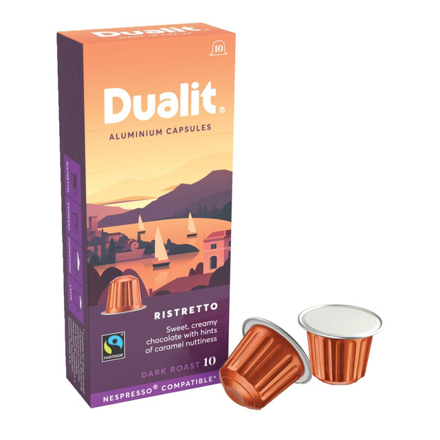 DUALIT 15886  and Nespresso Compatible Aluminum Coffee NX Freshpacks, Ristretto Espresso, Carton Of 100