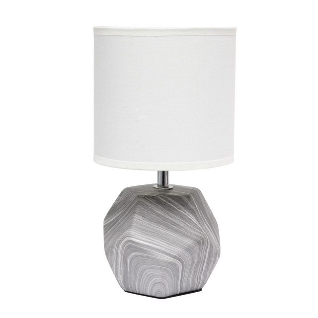 ALL THE RAGES INC Simple Designs LT2065-MBL  Round Prism Mini Table Lamp, 10-7/16inH, White Shade/Marbled Base