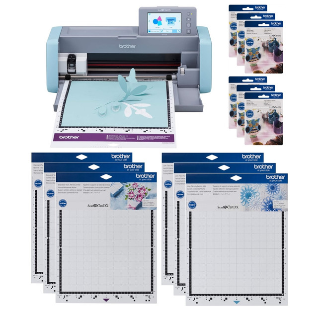 CLEAN CONTROL CORPORATION SDX125EMATS-OD Brother ScanNCut SDX125e 13-Piece DIY Cutting Machine Set With Scanner, Blue/Gray