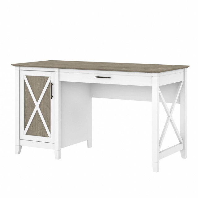 BUSH INDUSTRIES INC. KWD154G2W-03 Bush Furniture Key West 54inW Computer Desk With Keyboard Tray And Storage, Shiplap Gray/Pure White, Standard Delivery BUSH INDUSTRIES INC. KWD154G2W-03 Bush Furniture Key West 54inW Computer Desk With Keyboard Tray And Storage, Shiplap Gray/Pure White, Standard Delivery