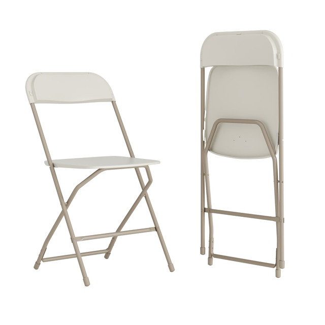 FLASH FURNITURE 2LEL3BEIGE Hercules Plastic Folding Chairs With 650-lb Capacity, Beige/Gray, Set Of 2 Chairs FLASH FURNITURE 2LEL3BEIGE Hercules Plastic Folding Chairs With 650-lb Capacity, Beige/Gray, Set Of 2 Chairs