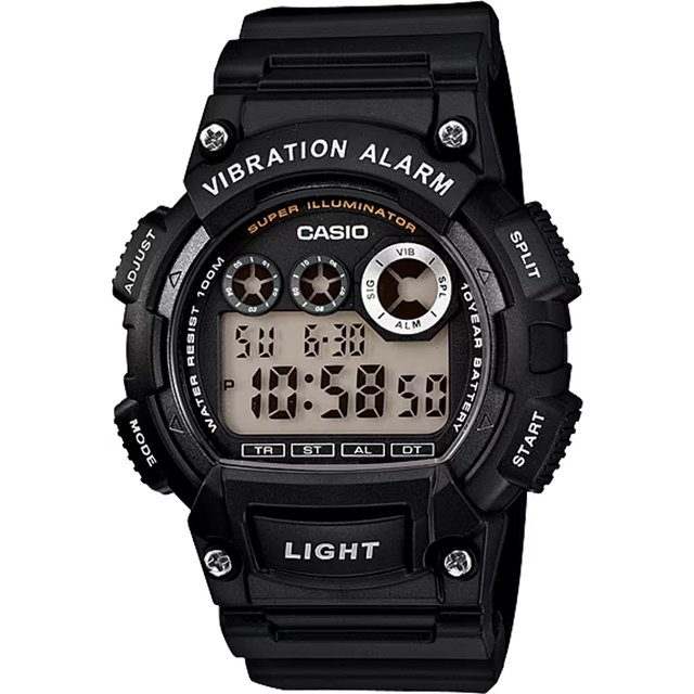 Casio W735H-1AVCF Classic Digital Watch w/ Vibration Alarm & Super Bright Backlight
