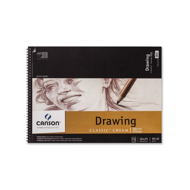 CANSON, INC. 100510976 Canson Classic Cream Drawing Pad, 18in x 24in, 24 Sheets