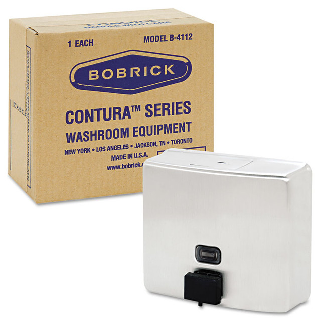 BOBRICK WASHROOM 4112 ConturaSeries Surface-Mounted Liquid Soap Dispenser, 40 oz, 7 x 3.31 x 6.13, Stainless Steel Satin