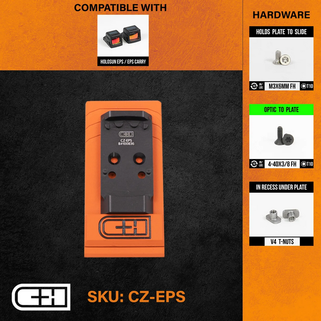 C&H Precision CZ-EPS Optics Adapter Plate - CZ P-10 V4 MIL/LEO C&H Precision CZ-EPS Optics Adapter Plate - CZ P-10 V4 MIL/LEO
