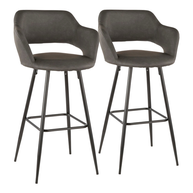 LUMISOURCE, LLC B30-MARG BK+GY2 LumiSource Margarite Bar Stools, Black/Gray, Set Of 2 Stools