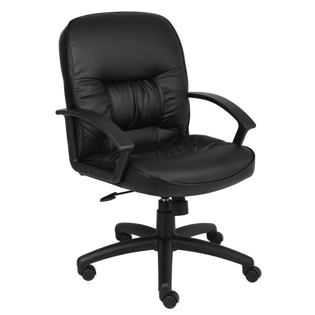 NORSTAR OFFICE PRODUCTS INC. B7306 Boss Office Products Overstuffed Ergonomic Vinyl Mid-Back Chair, Black