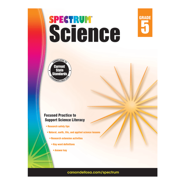 CARSON-DELLOSA PUBLISHING LLC 704618 Carson-Dellosa Spectrum Science Workbook, Grade 5 CARSON-DELLOSA PUBLISHING LLC 704618 Carson-Dellosa Spectrum Science Workbook, Grade 5