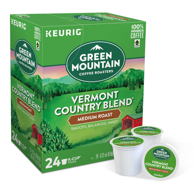 GREEN MOUNTAIN COFFEE ROASTERS, INC. 6602 Green Mountain Coffee Single-Serve Coffee K-Cup Pods, Vermont Country Blend, Carton Of 24