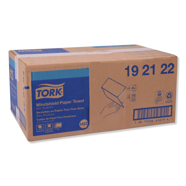 SCA TISSUE Tork® 192122 Windshield Towel, 2-Ply, 9.13 x 10.25, Blue, 140/Pack, 16 Packs/Carton