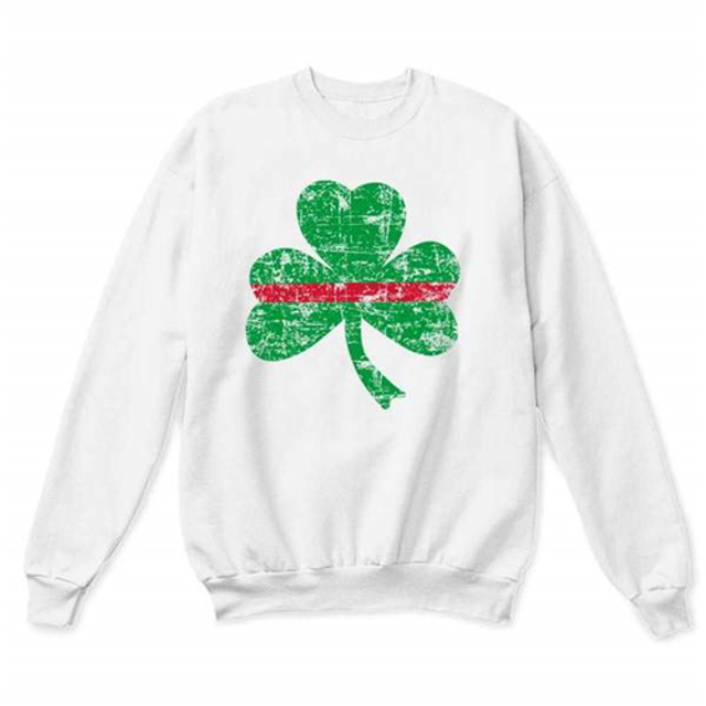 Thin Blue Line STPAT-TRL-CREW-WHITE-XXXL Thin Red Line Crewneck, Shamrock