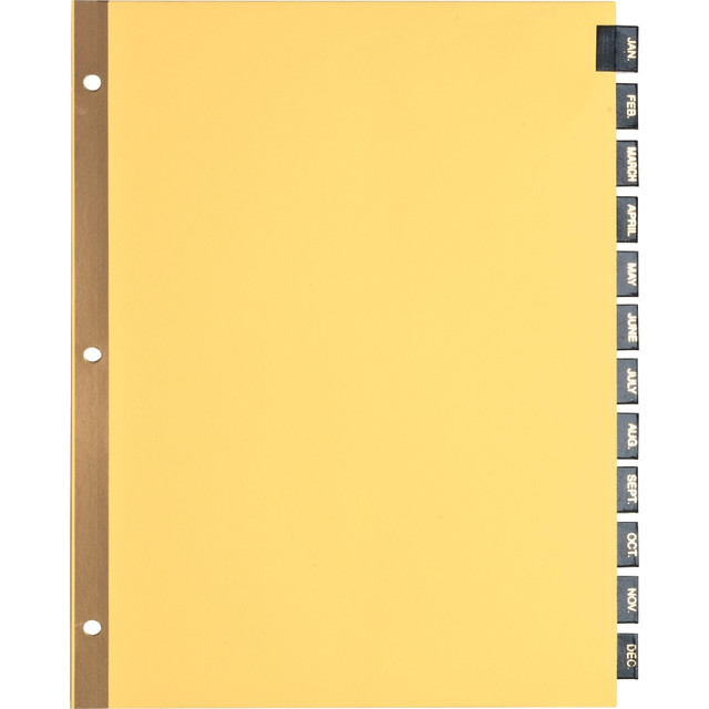 AVERY PRODUCTS CORPORATION 01183 Sparco Leather Monthly Tab Indexes, 8-1/2in x 11in, Jan-Dec, Buff AVERY PRODUCTS CORPORATION 01183 Sparco Leather Monthly Tab Indexes, 8-1/2in x 11in, Jan-Dec, Buff
