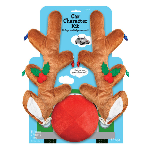 AMSCAN CO INC 393236 Amscan Christmas Reindeer 3-Piece Car Decorating Kit, Brown