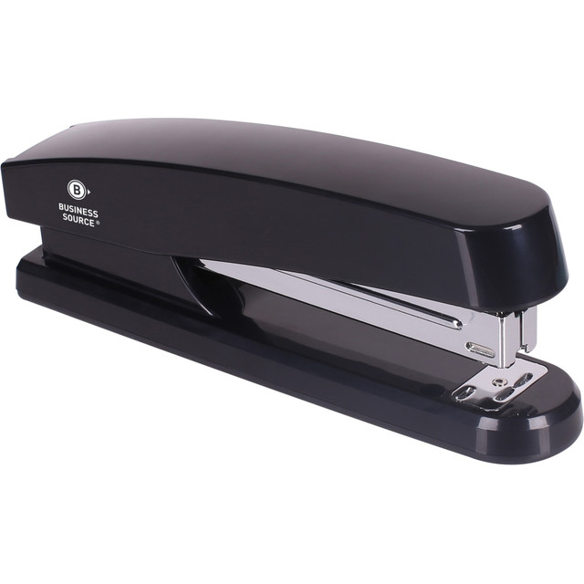 SP RICHARDS Business Source 62835  Full-strip Plastic Desktop Stapler - 20 of 20lb Paper Sheets Capacity - 210 Staple Capacity - Full Strip - 1/4in Staple Size - 1 Each - Black