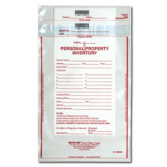Sirchie IEB9000 Personal Property Inventory Bag 9'' x 12'' (100 each)