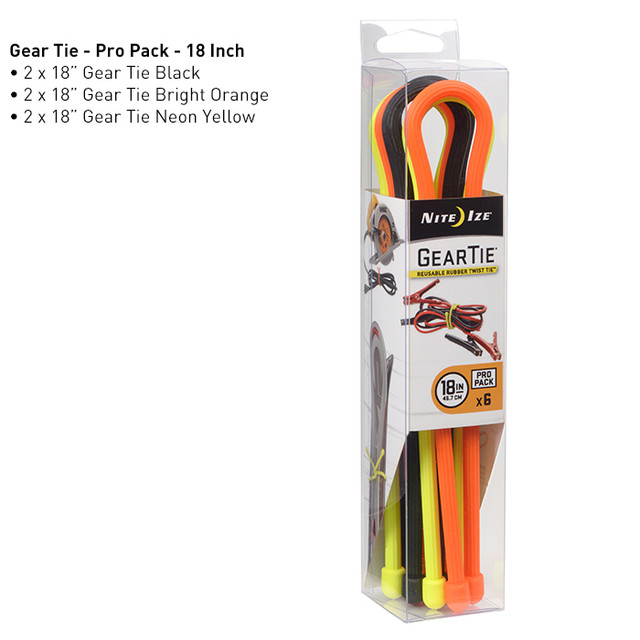 Nite-Ize GTPP18-A1-R8 Gear Tie ProPack 18 - 6 Pack - Assorted Colors