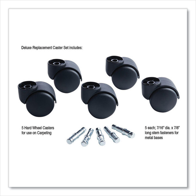 MASTER CASTER COMPANY 23618 Deluxe Futura Flush-Mount Hard-Wheel Casters, 0.44" x 0.88" Grip Ring Type B Stems, 2.19" Nylon Wheels, Matte Black, 5/Set