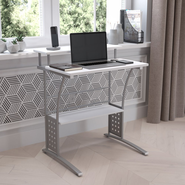 FLASH FURNITURE NAN-CLIFTON-WH-GG Clifton 28inW Contemporary Computer Desk, White FLASH FURNITURE NAN-CLIFTON-WH-GG Clifton 28inW Contemporary Computer Desk, White