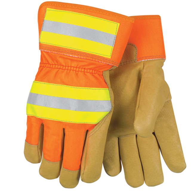 MCR Safety 19261M Reflect. Pig Lea Palm, Thermosock,Orange