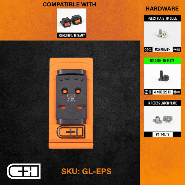 C&H Precision GL-EPS Optics Adapter Plate - For Glock MOS V4 MIL/LEO