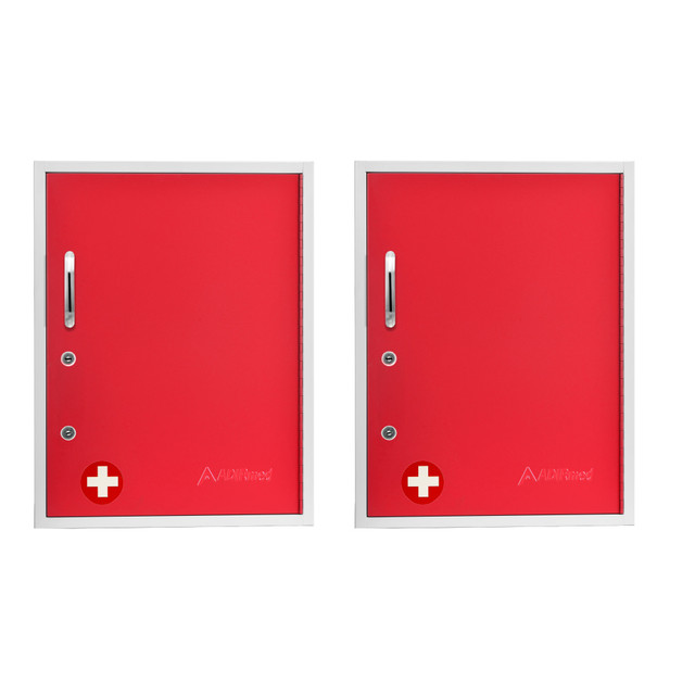 ADIR CORP. ADI999-06-RED-2PK Alpine AdirMed Dual Lock Surface-Mount Medical Security Cabinets, 21inH x 16inW x 6inD, Red, Pack Of 2 Cabinets