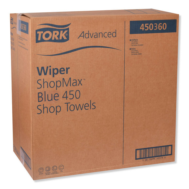 SCA TISSUE Tork® 450360 Advanced ShopMax Wiper 450, 11 x 9.4, Blue, 60/Roll, 30 Rolls/Carton
