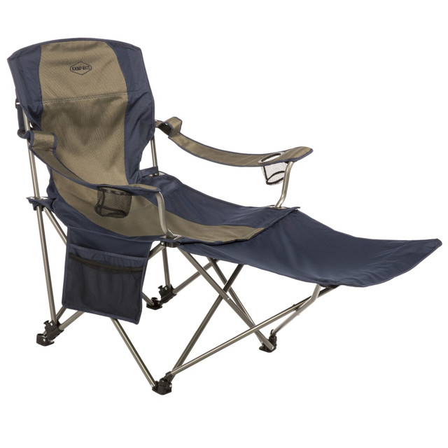 NATIONAL NUTRIENTS, INC. CC231 Kamp-Rite Chair With Removable Footrest, Tan/Blue