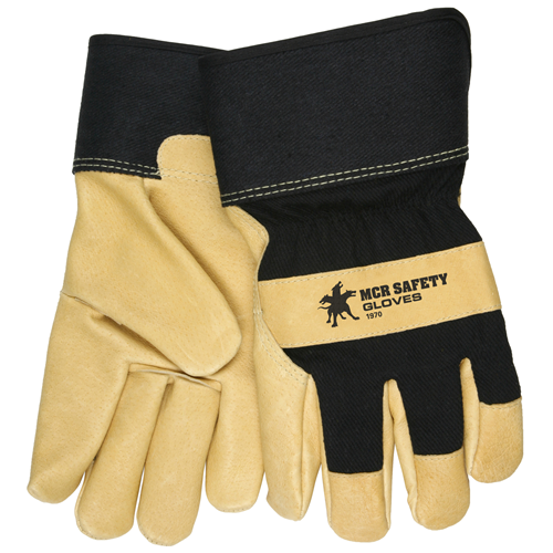 MCR Safety 1970M Grain Pig Lined Black Fabric Glove M