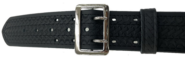 Perfect Fit 8001-BW-CH-36 2.25'' 4 Row Stitching Sam Browne Leather Belt w/ Chrome Buckle
