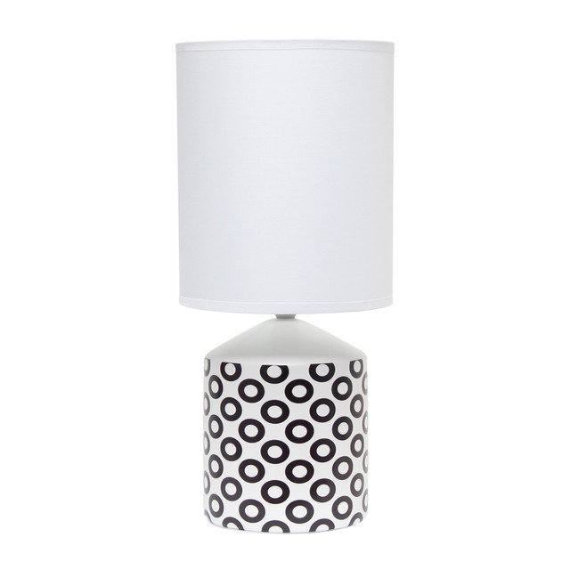 ALL THE RAGES INC Simple Designs LT2077-OVL  Fresh Prints Table Lamp, 18-1/2inH, White Shade/White With Black Oval Pattern Base
