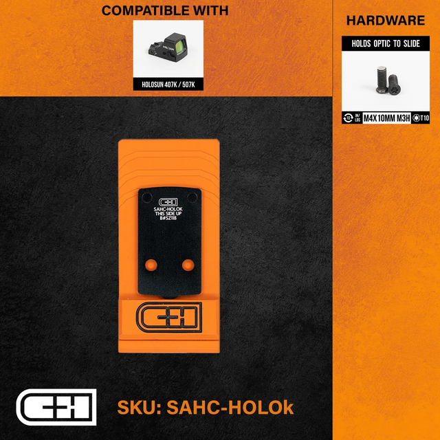 C&H Precision SAHC-HOLOK Optics Adapter Plate - Springfield Hellcat w/ RMSc Footprint C&H Precision SAHC-HOLOK Optics Adapter Plate - Springfield Hellcat w/ RMSc Footprint