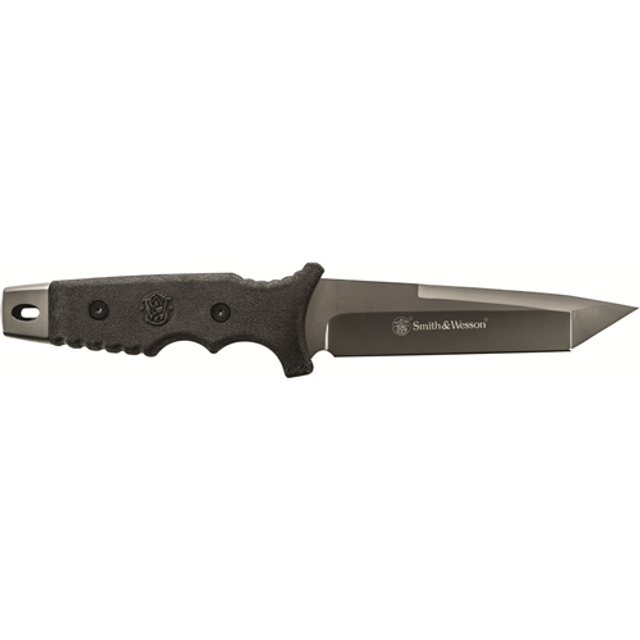 Schrade SW7 Fixed Blade Tanto 9Cr17 High Carbon Steel HL1 Rubber Handle w/Lanyard Hole and Ambidextrous Sheath