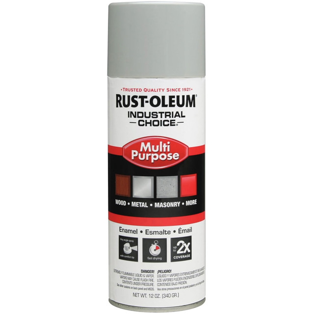 RUST-OLEUM CORPORATION 214647 Rust-Oleum Industrial Choice 1600 System Multi-Purpose Enamel Spray Paint, 12 Oz, Gloss ANSI 70 Light Gray, Case Of 6 Cans