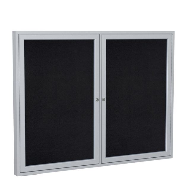 GHENT MANUFACTURING INC. PA23648TR-BK Ghent 2 Door Enclosed Recycled Rubber Bulletin Board, Satin Aluminum Frame, 36inH x 48inW, Black
