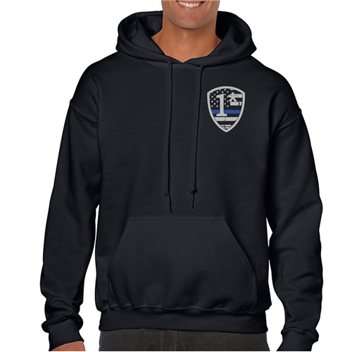 Thin Blue Line 1AS-H-BLACK-L Hoodie - 1* Asterisk Thin Blue Line