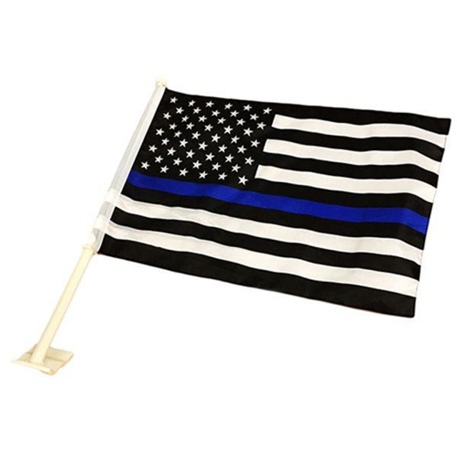 Thin Blue Line BLUE-AMERICAN-CAR Car Flag