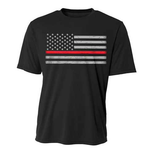 Thin Blue Line POLY-CLASSIC-RED-BLACK-XXL Classic Thin Red Line Polyester Shirt