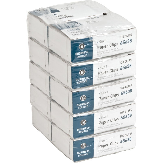 SP RICHARDS 65638 Business Source Paper Clips - No. 1 - 1000 / Pack - Silver - Steel SP RICHARDS 65638 Business Source Paper Clips - No. 1 - 1000 / Pack - Silver - Steel