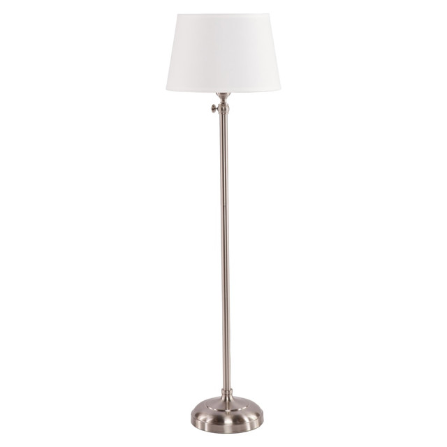 SOUTHERN ENTERPRISES, INC. LT3242 Southern Enterprises Dacey Floor Lamp, 60inH, White Shade/Satin Steel Base