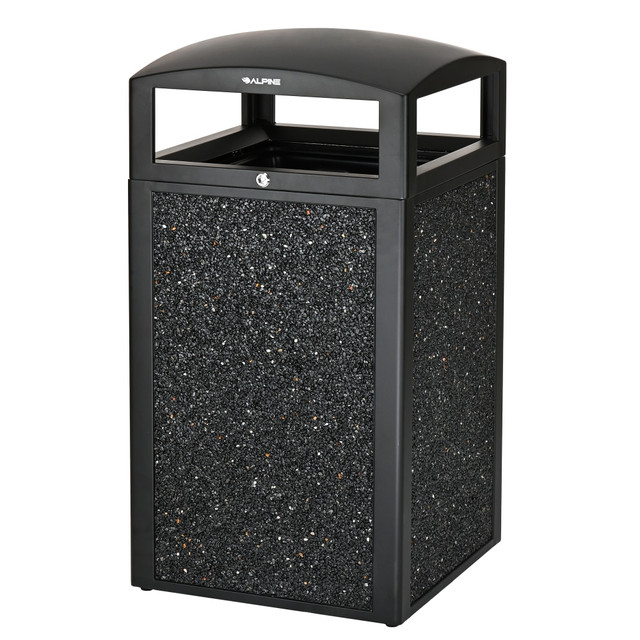 ADIR CORP. Alpine ALP471-40-GRYS  Industries Steel All-Weather Stone Panel Outdoor Commercial Trash Can With Lid, 40 Gallons, Gray