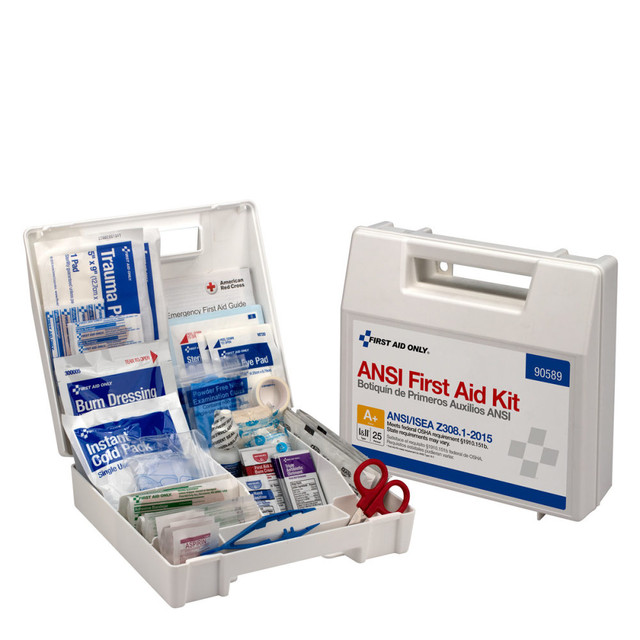 FIRST AID ONLY, INC. First Aid Only 90589  25-Person Bulk Plastic First Aid Kit - ANSI Compliant - 141 x Piece(s) For 25 x Individual(s) - 1 Each