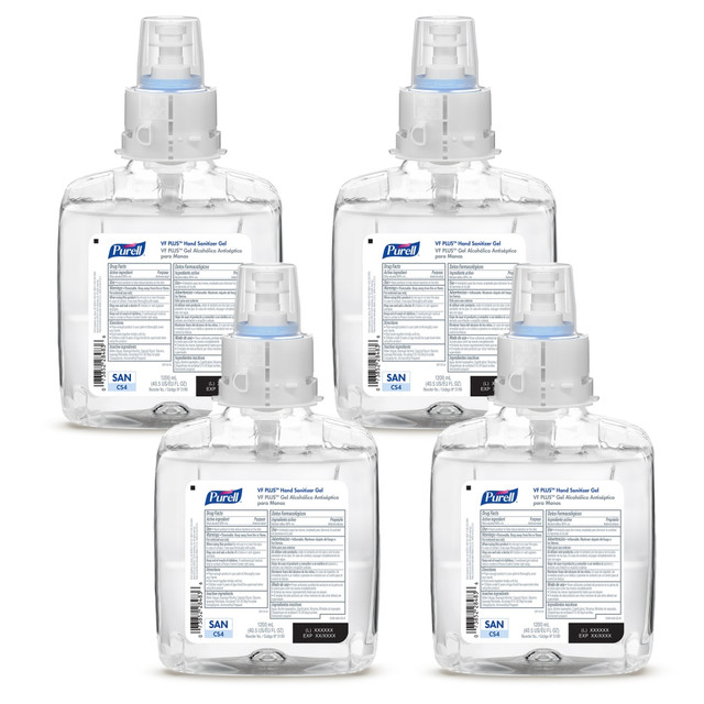 GOJO INDUSTRIES INC Purell 5199-04  VF PLUS Gel Hand Sanitizer Refills For CS4 Push-Style Hand Sanitizer Dispensers, Fragrance Free, 40.6 Oz, Case Of 4 Refills