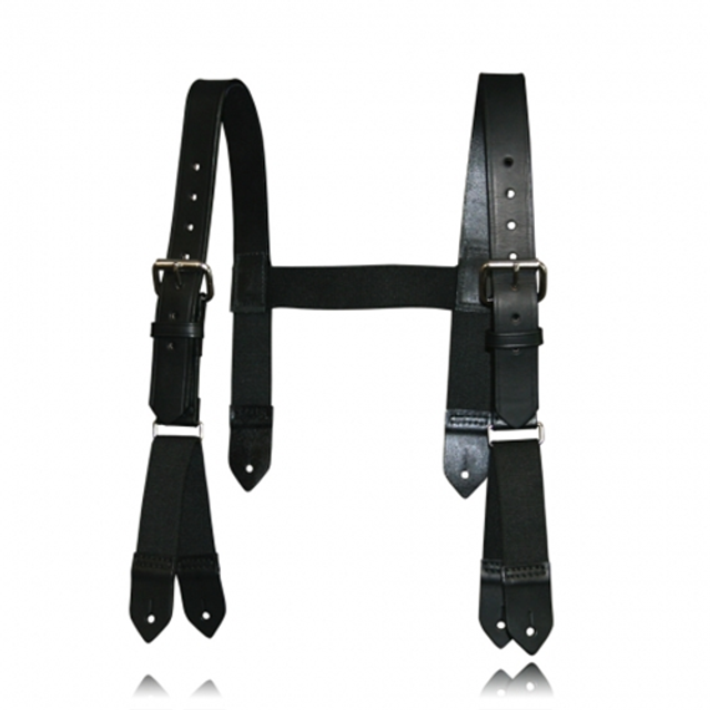 Boston Leather 9178-BRN-1 Firefighter's H-Back Suspenders, Button Attachment