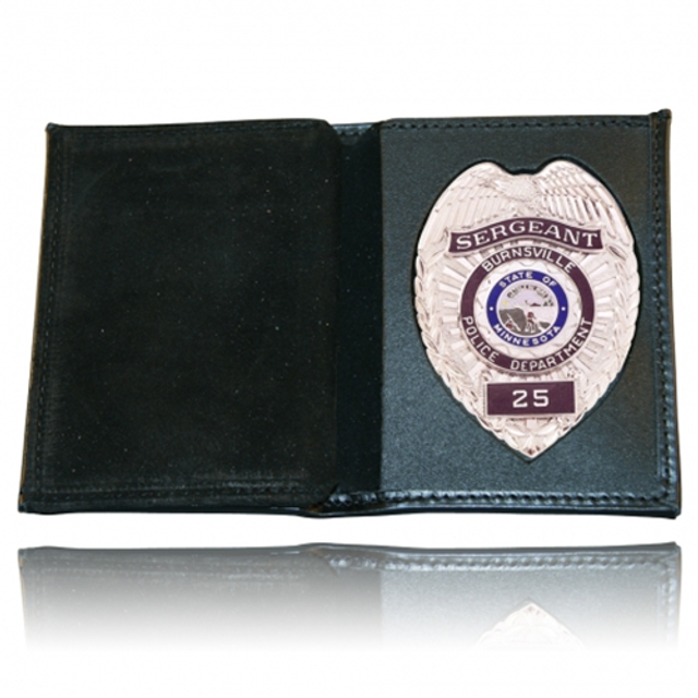 Boston Leather 165-S-4002 Book Style Badge Wallet, Vertical Card Slots, Soft