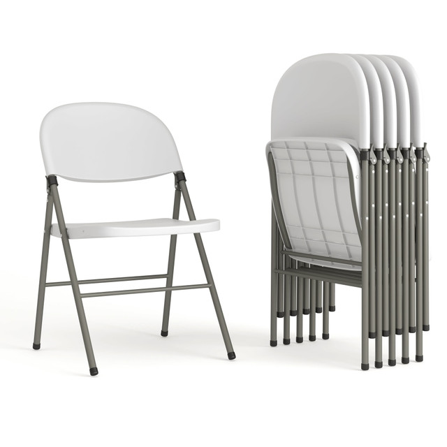 FLASH FURNITURE 6DADYCD70WH Hercules Folding Chairs, Set Of 6 Folding Chairs, White/Gray FLASH FURNITURE 6DADYCD70WH Hercules Folding Chairs, Set Of 6 Folding Chairs, White/Gray