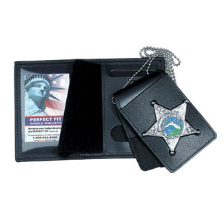 Perfect Fit 1005-F Four in One Dress Leather Badge & ID Case w/ chain - 3.25''x5.00''