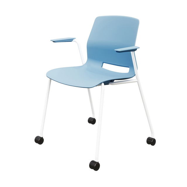 KENTUCKIANA FOAM INC 2701CS-WH-35 KFI Studios Imme Stack Chair With Arms And Caster Base, Sky Blue/White