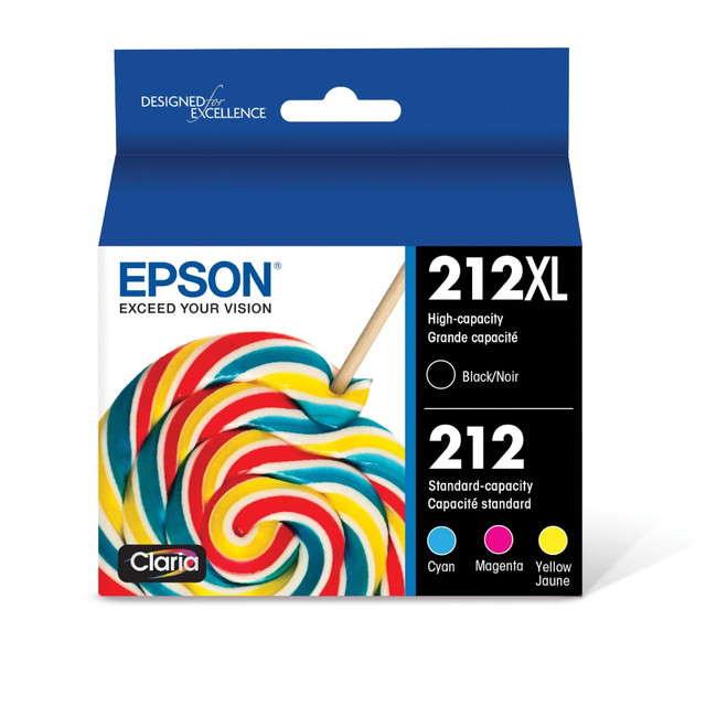 EPSON AMERICA INC. T212XL-BCS Epson 212XL Black/212 Claria Cyan; Magenta; Yellow High-Yield Ink Cartridges, Pack Of 4